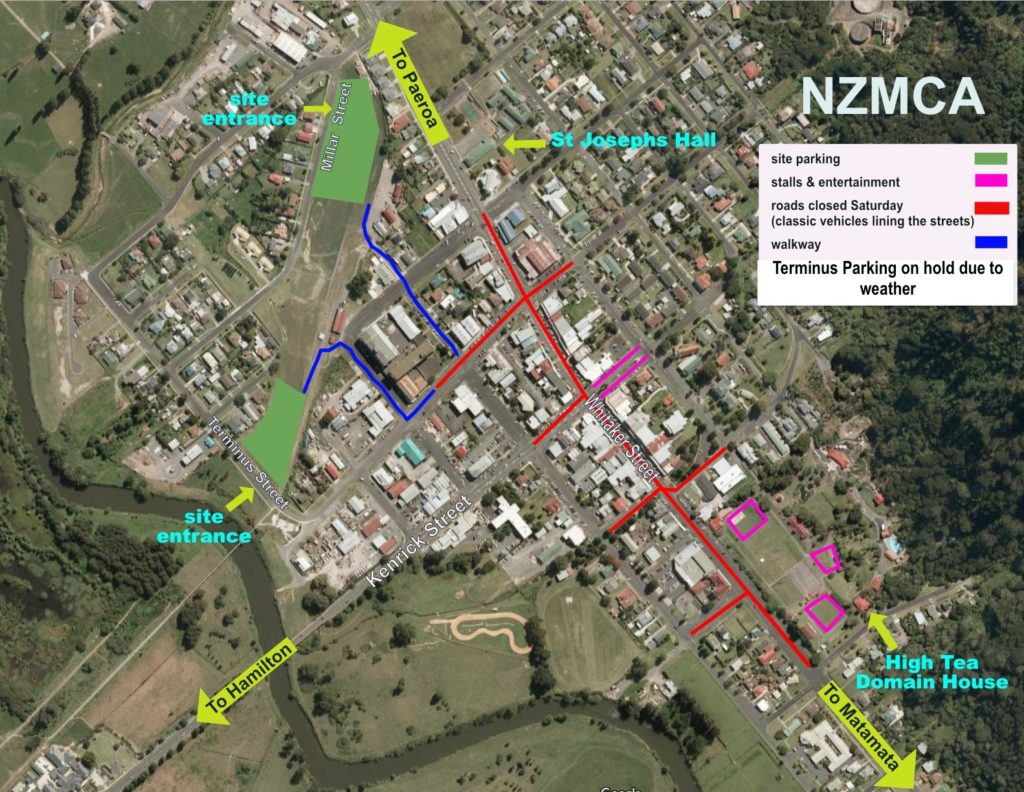 NZMCA Parking Map Aroha Cruise In Classic Cars, Bikes & Hot Rods